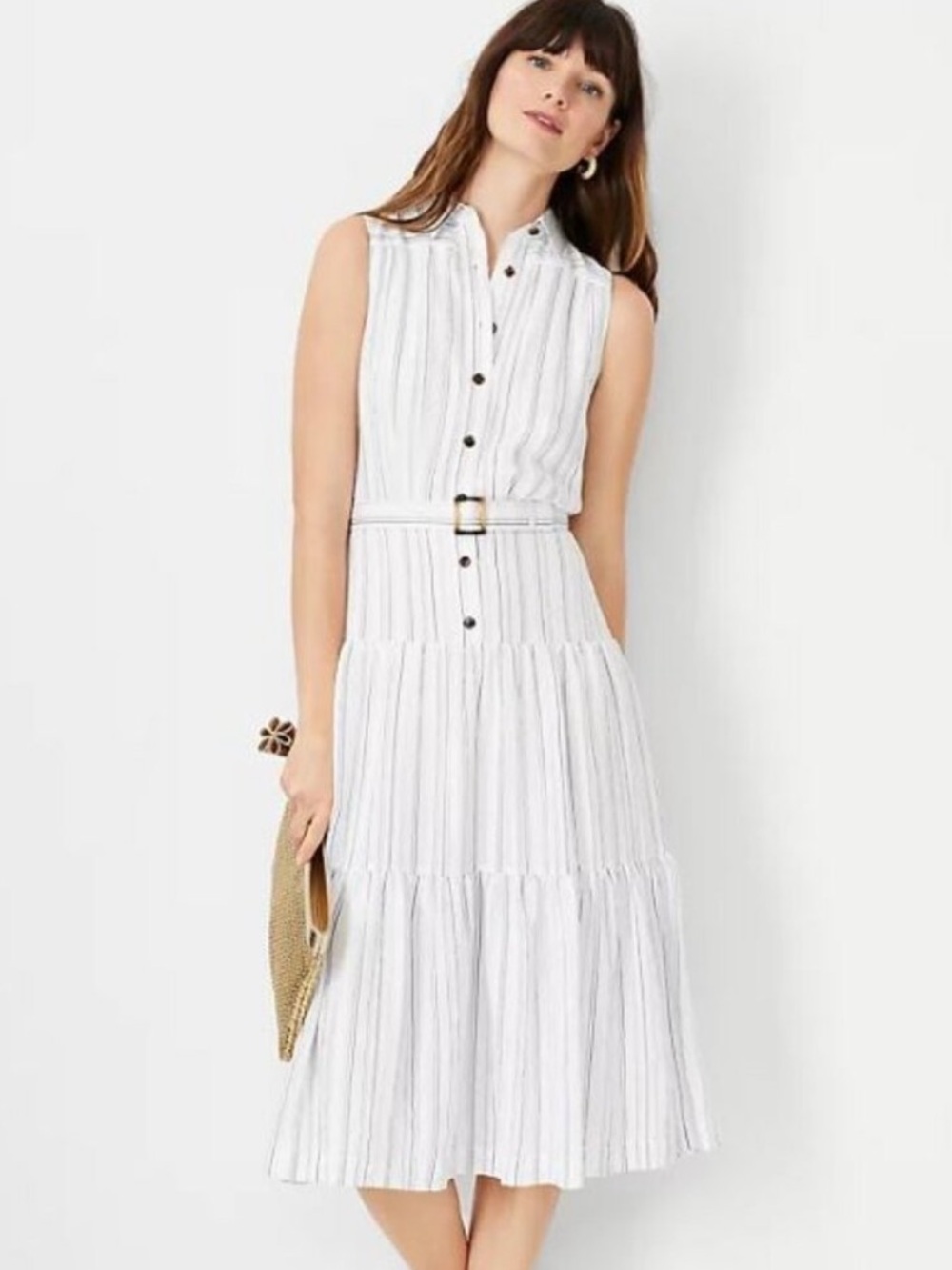 Ann Taylor White Linen Maxi Dress